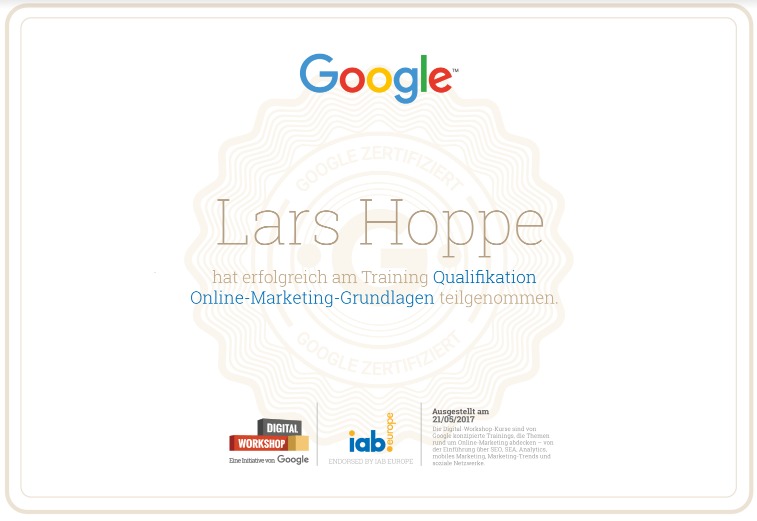 Google Online Marketing Zertifizierung